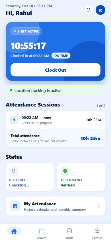 GeoWave phone app: Check in and shift